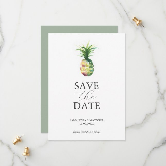 Save The Date Destination Mariage Enregistrer La Date Tropical (Devant/Arrière en situation)