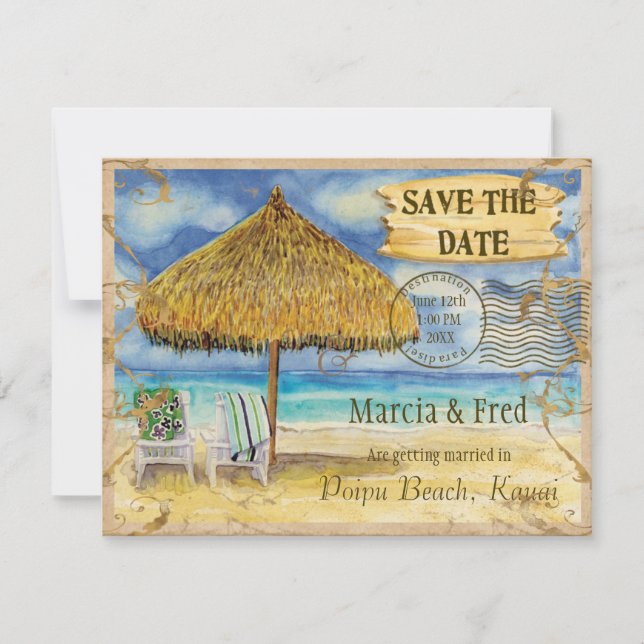 Save The Date Destination Paradise, Tropical Beach Enregistrer l (Devant)