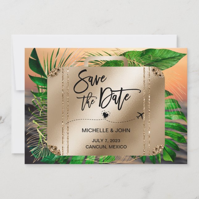 Save the Date Destination Wedding Travel Suitcase (Front)