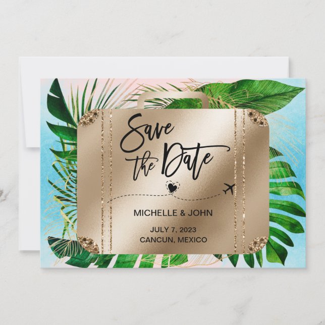 Save the Date Destination Wedding Travel Suitcase (Front)