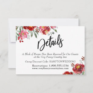 Save The Date Détails de l'écriture Boîtier de fleurs rouges bor