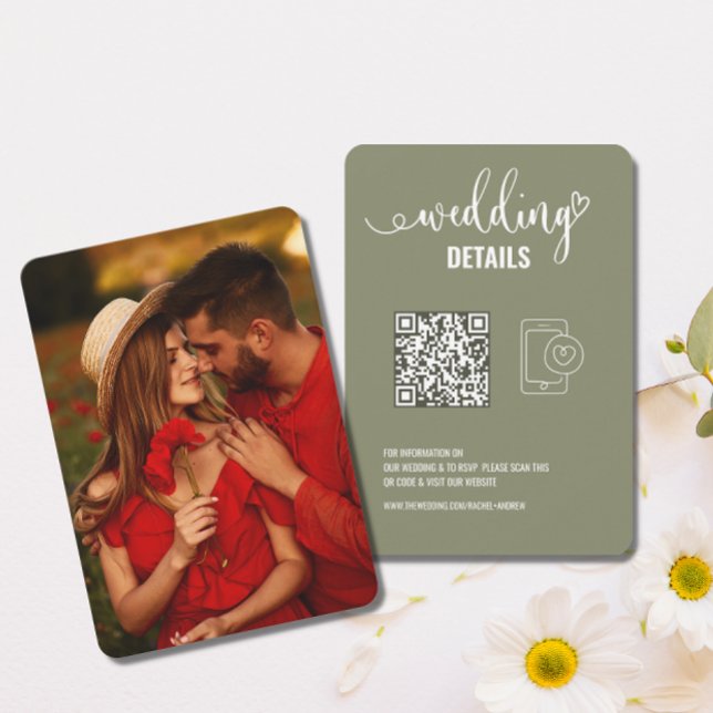 Save The Date Détails du mariage | Elegant RSVP avec QR Code Pho (Créateur téléchargé)