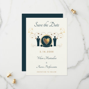 Save The Date Deux chambres Homme Mariage crème bleu LGBTQ