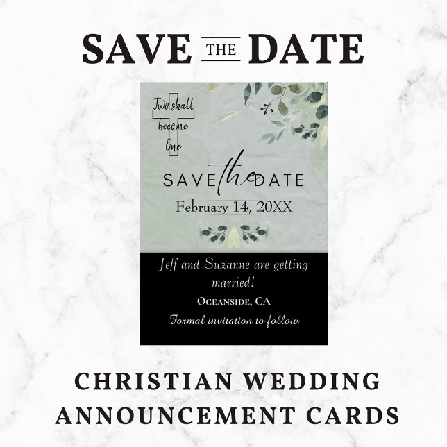 Save The Date Deux Deviendront Un Mariage Chrétien Floral (Créateur téléchargé)