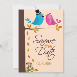 Save The Date Deux oiseaux sur Branche Automne Enregistrer la c