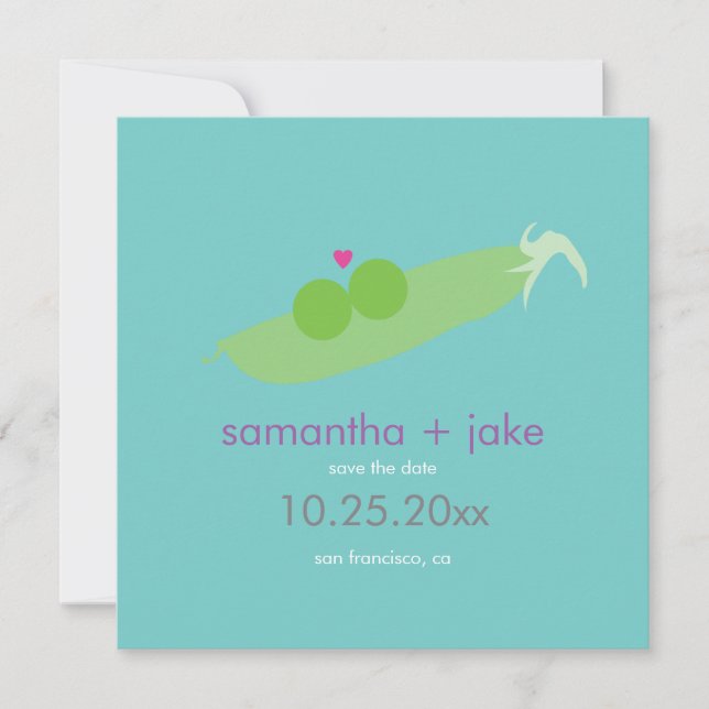 Save The Date Deux petits pois dans un morceau Enregistrer la da (Devant)