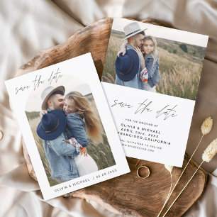 Save The Date Deux photos Enregistrer la date Elegant Minimalist