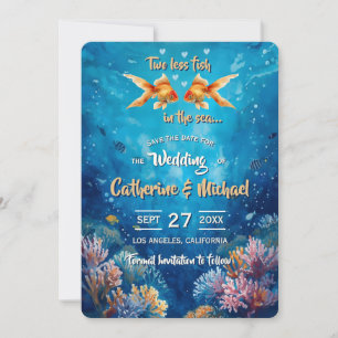 Save The Date Deux Poissons de moins dans la mer Mariage sous-ma
