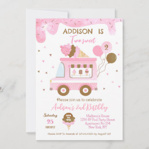 Save The Date Deux Sweet Ice Cream camion 2e Anniversaire Invita