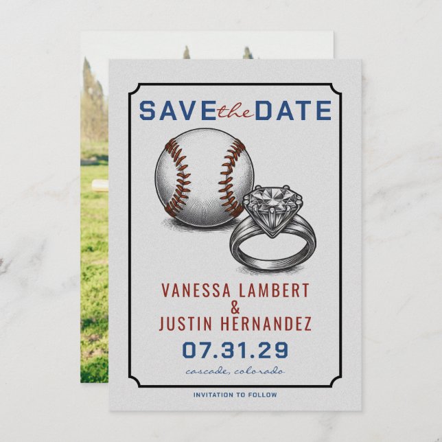 Save The Date Diamant de baseball (Devant / Derrière)