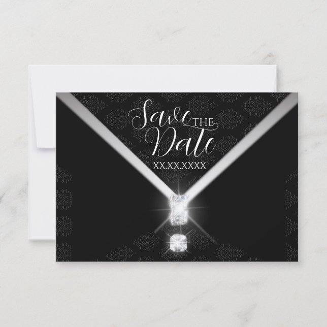 Save The Date Diamant de Cravate noire Enregistrer la date (Devant)