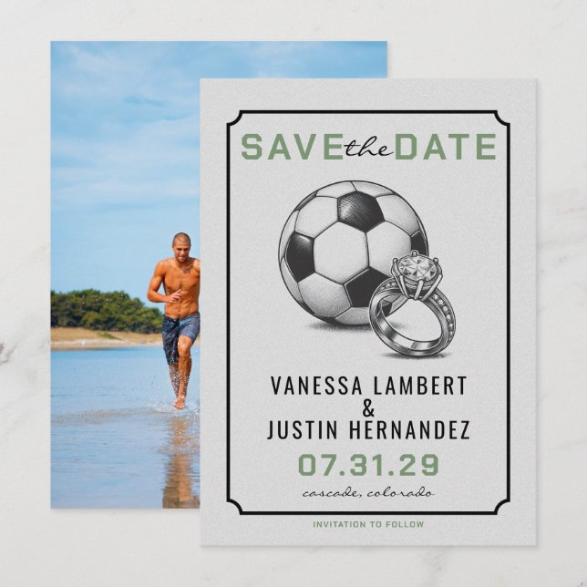 Save The Date Diamant de football (Devant / Derrière)