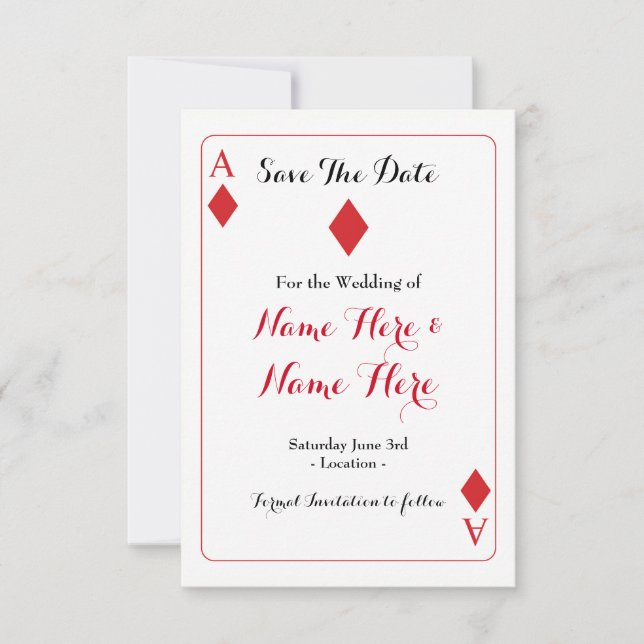 Save The Date Diamonds Playing Card Wedding Invite (Front)