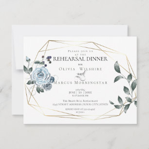 Save The Date Dîner de répétition Aquarelle bleu bleu foncé