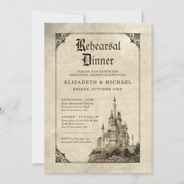 Save The Date Dîner de répétition de Fairy Tale Castle (Devant)