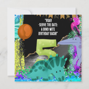 Save The Date Dinosaur 5e fête d'anniversaire