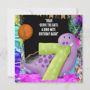 Save The Date Dinosaur 7e fête d'anniversaire