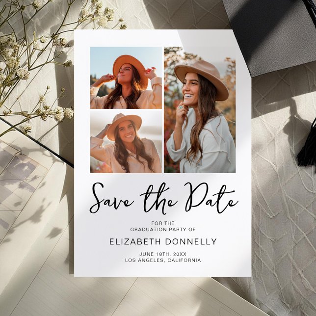 Save The Date Diplômé moderne 3 photos (Créateur téléchargé)