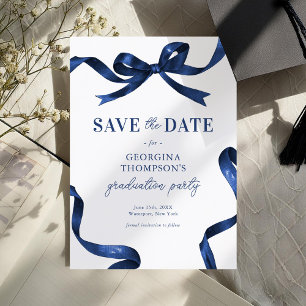 Save The Date Diplôme Ruban Aquarelle Bleu Élégant