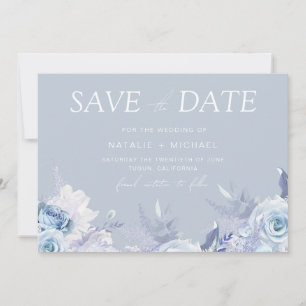 Save The Date Divine Dusty Blue Floral Mariage