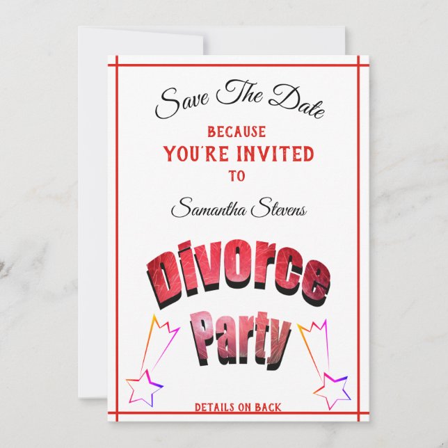 Save The Date Divorce Partie N'importe quel nom N'importe quelle (Devant)