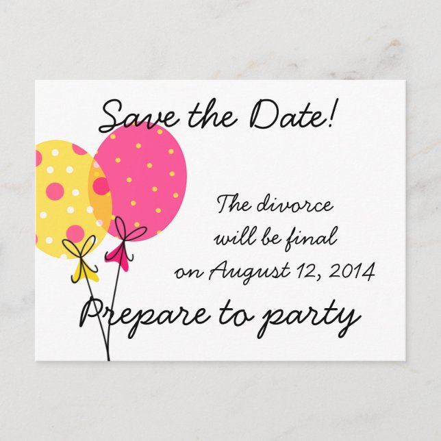 Save the Date Divorce WIll Be Final Announcement Postcard (Front)