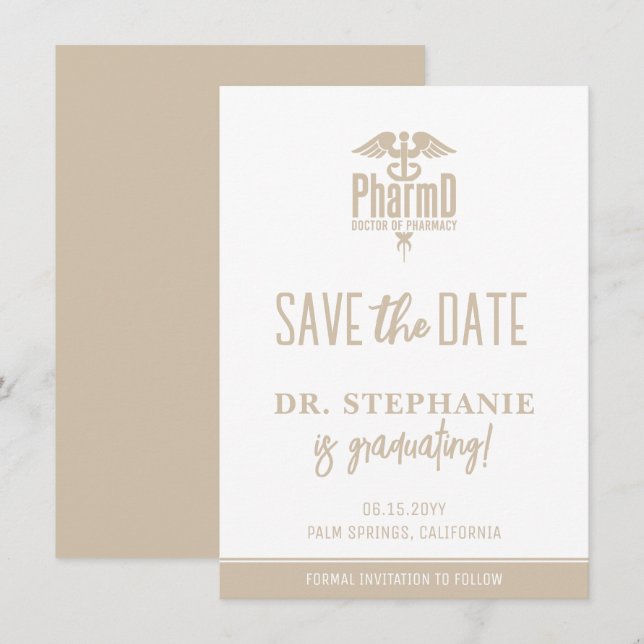 Save The Date Docteur En Pharmacie PharmD Moderne (Devant / Derrière)