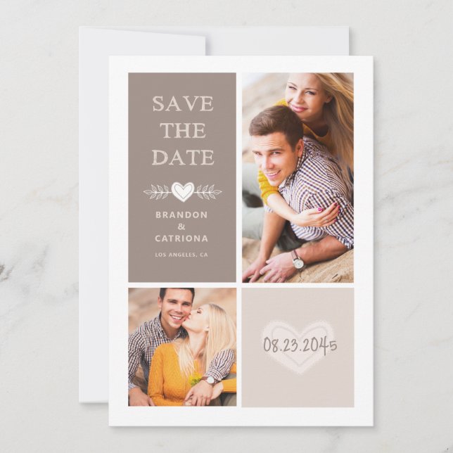 Save The Date Doodles de coeur rustique | Enregistrer l'annonce  (Devant)