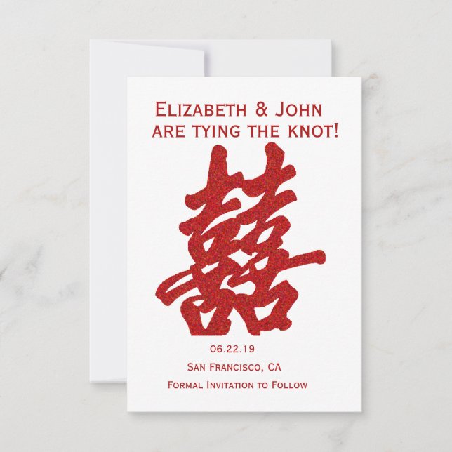 Save The Date Double Bonheur moderne Sauvez la date (Devant)