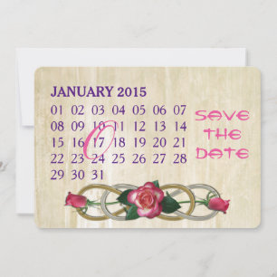 Save The Date Double Infinité - Roses - Calendrier personnalisé