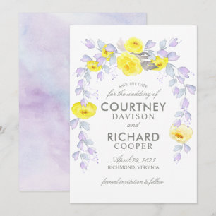 Save The Date Douche nuptiale de roses jaunes pendante