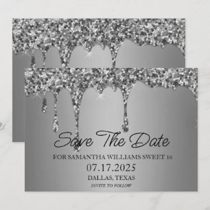 Save The Date Doux 16 Parties scintillant d'étincelle en argent 