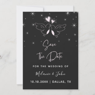Save The Date Doves romantiques Oiseau Élégant noir brillant mod