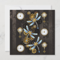 Dragonflies de Steampunk sur arrière - plan rayé b