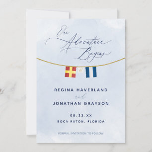 Save The Date Drapeau Maritime Nautique Monogramme Mariage Enreg