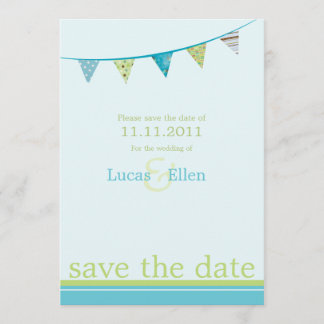 Save The Date Drapeaux De Fête Enregistrer La Date - Bleu & Vert