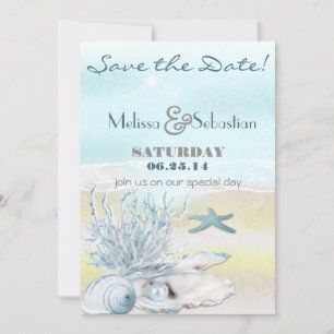 Save The Date Dream Shore Beach Blue Wedding Enregistrer la date