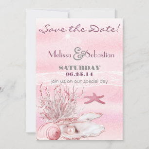 Save The Date Dream Shore Beach Carnation rose Enregistrer la da