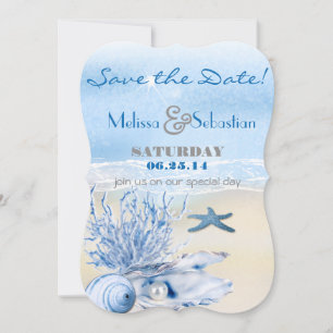 Save The Date Dream Shore Beach Mariage très bleuEnregistrer la 