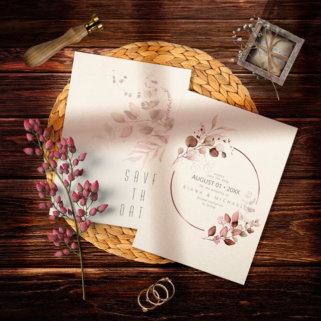 Save The Date Dreamy Foliage Mariage Bourgogne ID817 (Créateur téléchargé)