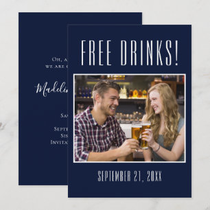 Save The Date Drôle Boissons Gratuites Photo Mariage Enregistrer