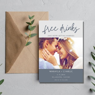 Save The Date Drôle boissons gratuites Photo Mariage moderne