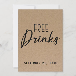 Save The Date Drôle Boissons Libres Papier Kraft Enregistrer La