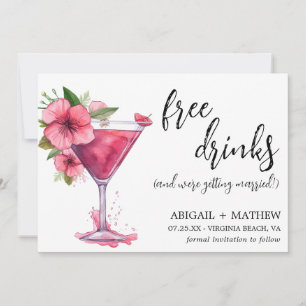 Save The Date Drôle Cocktail rose Mariage photo moderne tendance