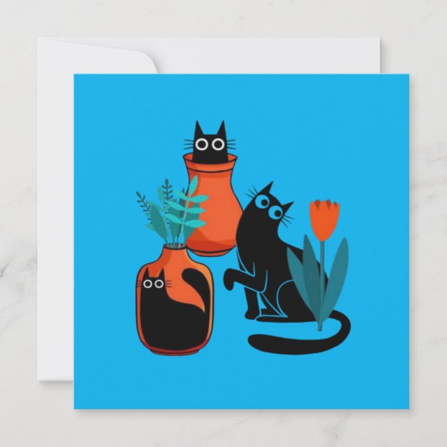 Save The Date Drôle dessin animé de chats mignons, l'art du chat (Devant)