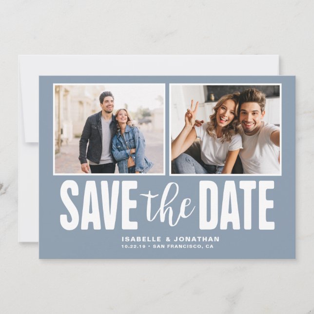 Save The Date Dusty Blue 2 Photo Sauvez la date (Devant)