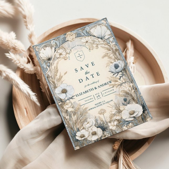 Save The Date Dusty Blue Anemone Wedding (Créateur téléchargé)