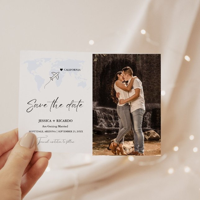 Save The Date Dusty Blue Destination Mariage Enregistrer la date (Créateur téléchargé)