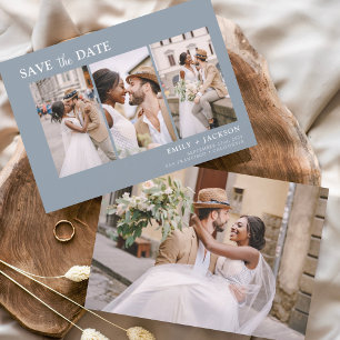 Save The Date Dusty Blue Enregistrer la date 4 Photo Simple