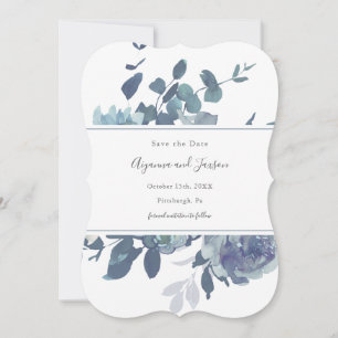 Save The Date Dusty Blue Floral Mariage